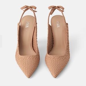 Zara Women's Beige Woven Heels